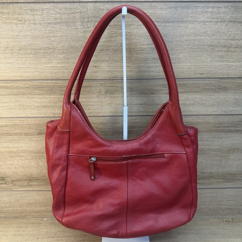 Vintage Tignanello Bright Cherry Red Pebbled Leather Shoulder Bag Purse Hobo - Picture 6 of 16